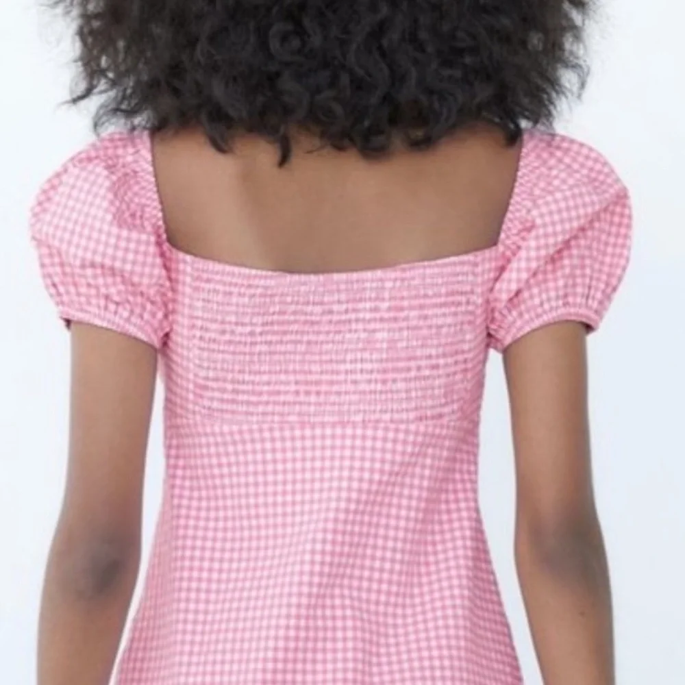 Zara Pink checkered gingham Dress Small - Picture 3 of 12